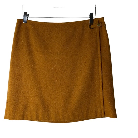 Banana Republic Wool Faux Wrap Skirt Tan Brown Fall Size 10 - Picture 5 of 12